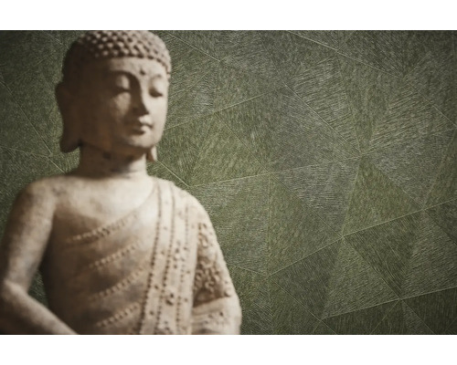 Behang met patroon en Boeddhabeeld