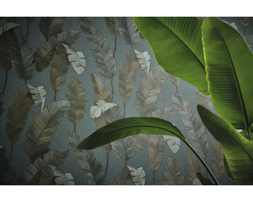 Behang met tropisch bladerpatroon