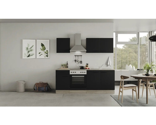 FLEX WELL Keukenblok Capri zwart 210x60 cm