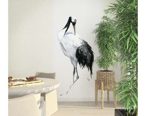 Muursticker met kraanvogelmotief in interieur