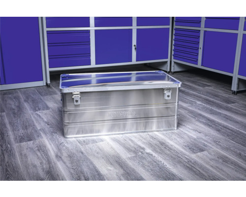 Aluminium gereedschapskist met deksel en sluitingen voor werkplaatsinrichting