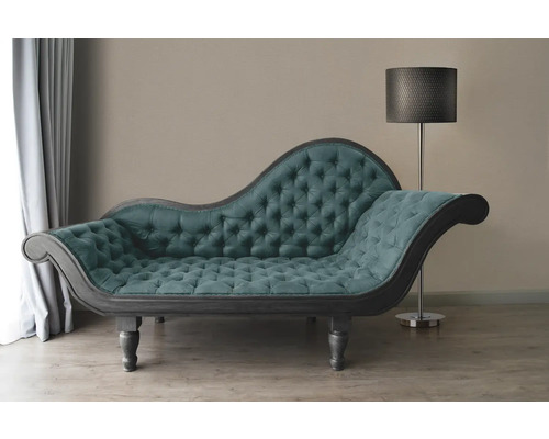 Chaise longue met knoopsluiting en staande lamp