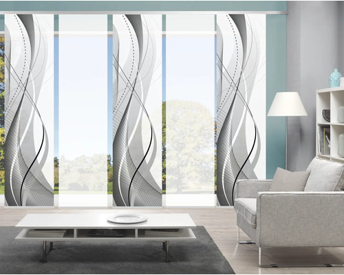 Kamerweergave met schuifgordijnen met streepjesmotief