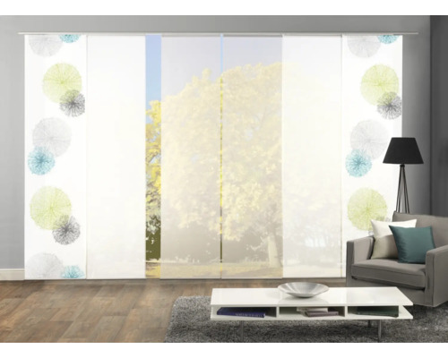 Kamerweergave met schuifgordijnen met motief