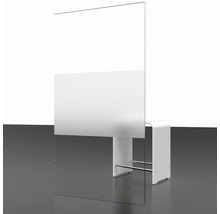 Glazen scheidingswand met laag scherm en wit frame