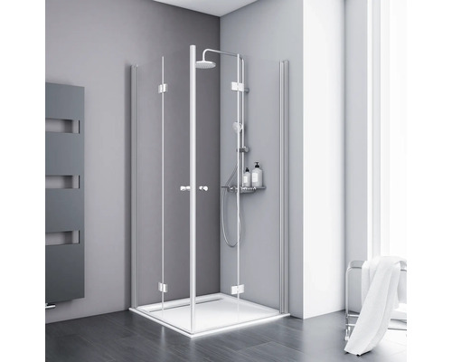 SCHULTE Douchecabine hoekinstap vouwdeur Alexa Style 2.0 80x192 cm Hoekdouche met douchebak en douchegarnituur in de badkamer