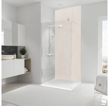 Moderne badkamer met douchecabine, wastafel en zacht tapijt