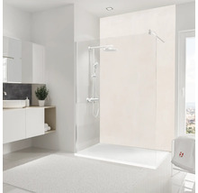 Moderne badkamer met douchecabine, wastafel en spiegel