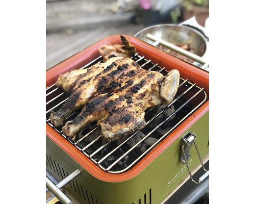 Gegrilde kip op houtskoolbarbecue