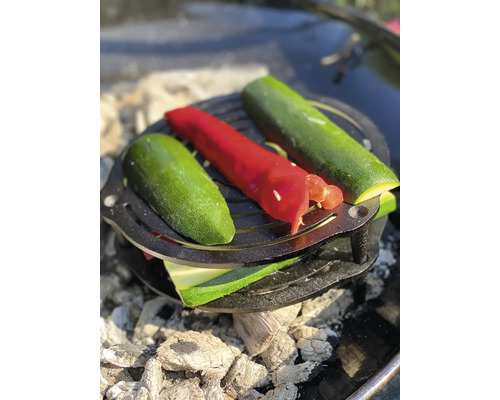 Groenten zoals courgette en paprika op een grill