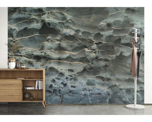 Interieur met fotobehang met rotsformatie