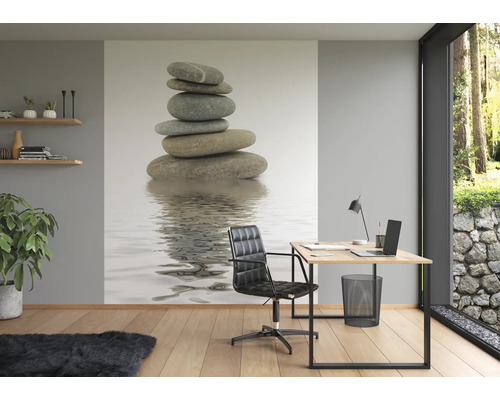 Kantoorinrichting met fotobehang, bureau en bureaustoel