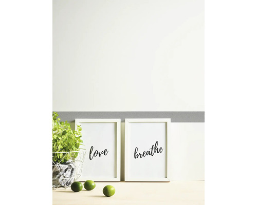 Decoratieve scène met twee ingelijste posters, plant en limoenen