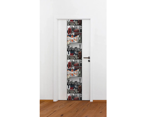 Witte deur met Londen design folie