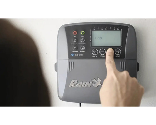 Rain Vogel Logo ST8-WIFI irrigatiecontroller met display en bedieningselementen