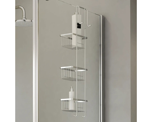 Douche rek met drie opbergmanden om aan een douchewand te hangen