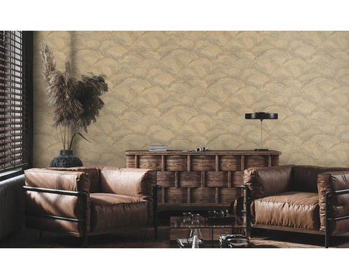 Decoratief behang met abstract golfpatroon in een woonkamer