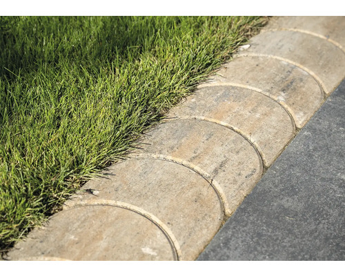 Tuinpad met gazon en randstenen