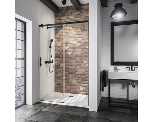 SCHULTE Douchedeur in nis Alexa Style 2.0 Black Style 120 cm zwart Moderne badkamer met douchecabine, wastafel en spiegel