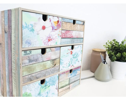 Bureau organizer met meerdere laden en bloemmotief