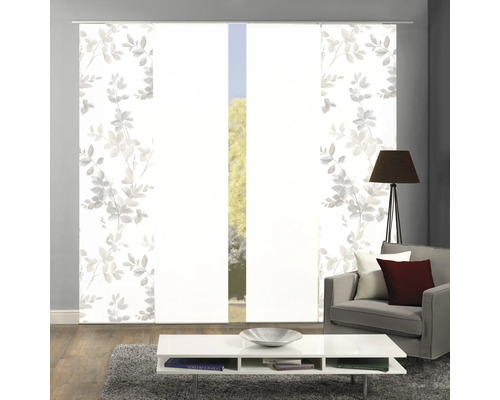 Woonkamer met schuifpanelen met bladmotief