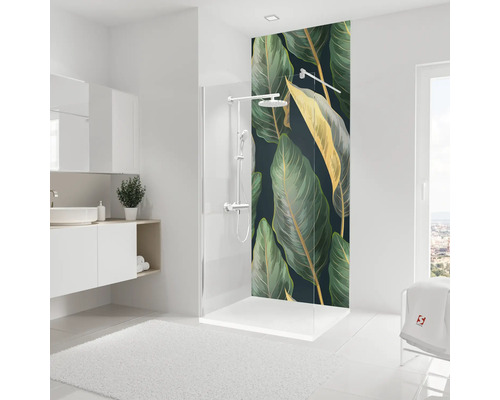 SCHULTE Doucheachterwand DecoDesign groen 255x100 cm Badkamer met douche, douchearmatuur en achterwand met plantmotief