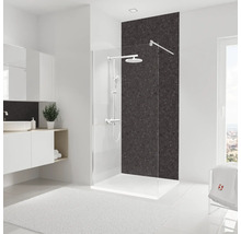 Moderne badkamer met douchecabine, wastafel en badmat