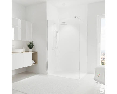 SCHULTE Douche-achterwandset DecoDesign wit 255x90 cm Lichte badkamer met douche, wastafel en spiegel
