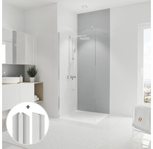 Badkamer met douche, wastafel en profielen