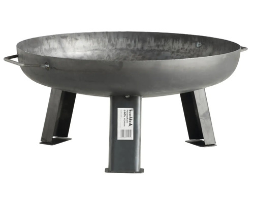 Vuurschaal van metaal met drie poten en handgrepen