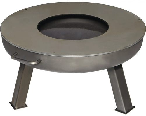 Metalen vuurschaal met deksel en drie poten