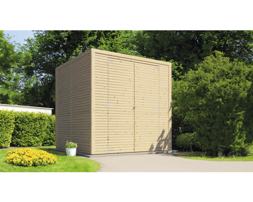 Houten tuinhuis met dubbele deur voor het opbergen van tuingereedschap