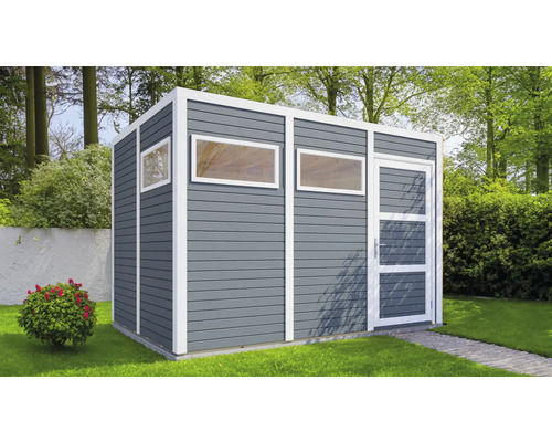 Tuinhuis met ramen en deur in de tuin