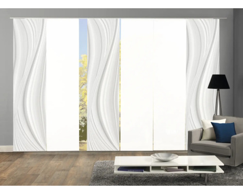 Kamerbeeld met schuifgordijnen met golfpatroon