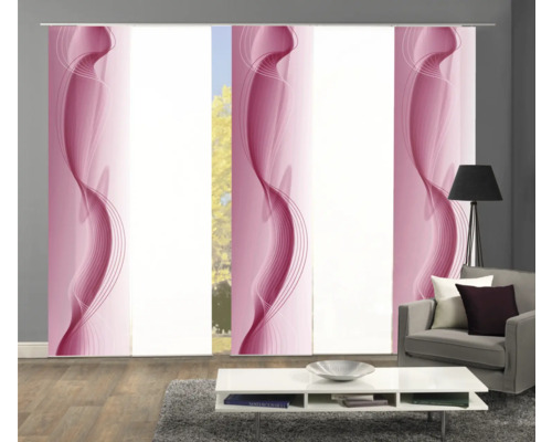 Kameroverzicht met schuifgordijnen met golfpatroon