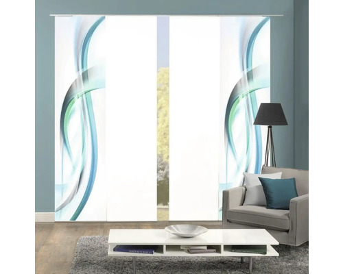 Decoratief schuifelement met abstract golfpatroon in de woonkamer