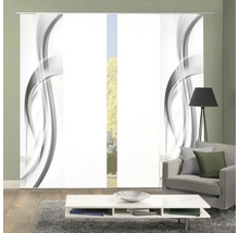Decoratief schuifgordijn met abstract golfpatroon in de woonkamer