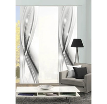 Decoratieve woonkamer met schuifgordijnen met abstract patroon