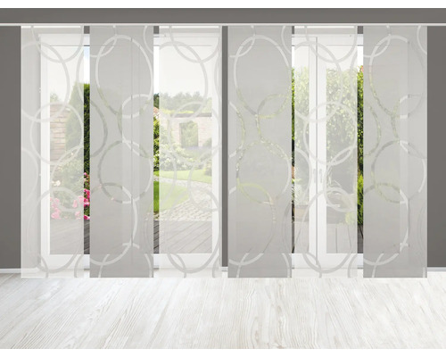 paneelgordijnen met cirkeldesign voor een terrasdeur