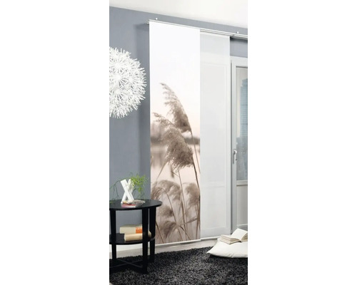 Decoratief schuifgordijn met rietmotief voor raamdecoratie