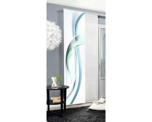 Woonkamer met schuifpaneel met abstract patroon