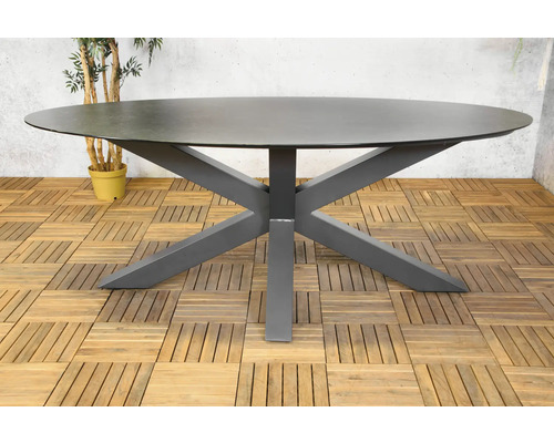 Ronde tafel met metalen frame en tafelblad
