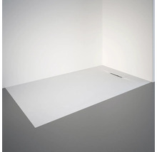 Hoekinstallatie met vlakke douchebak en afvoergoot