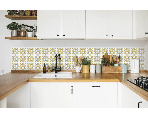D-C-FIX Plaktegel PVC zelfklevend nadia goud 15,2x15,2 cm 6 stuks Lichte keuken met tegelachterwand in oosterse stijl