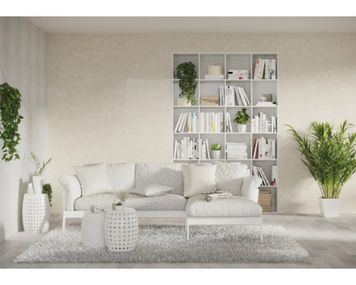 Lichte woonkamer met bank, boekenkast en kamerplanten voor een vriendelijke sfeer