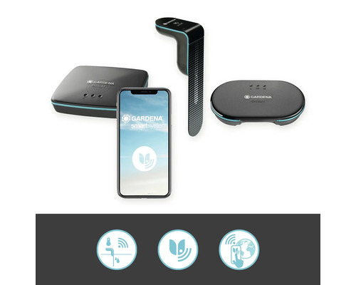 Gardena Smart System met sensor, gateway en smartphone voor tuinbeheer