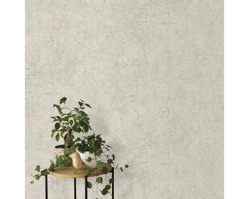 Licht gestructureerd behang met planten op een tafel