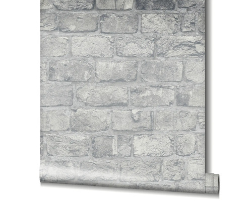 Behang met steenmuurmotief