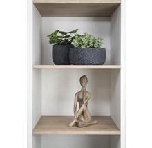 Decoratieve plank met planten in potten en een vrouwenbeeld