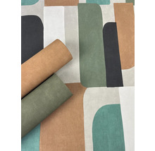 Behang met geometrisch patroon en twee rollen behang